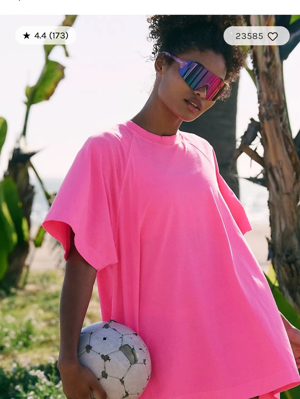 FP Movement by Free People Hot Pink Oversized Icon Short Sleeve Tee - LIKE NEW!